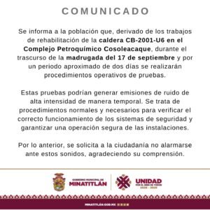 Realiza Pemex pruebas operativas programadas en el Complejo Petroquímico Cosoleacaque