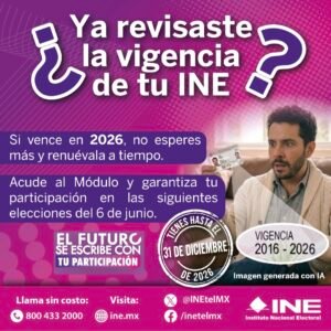 15,464 credenciales para votar con vigencia 2026 dejarán de ser útiles el 1 de enero de 2027 en el distrito 14 del INE Minatitlán
