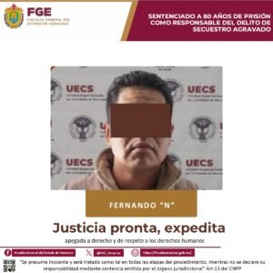 Pena de 80 años de prisión en contra de secuestrador en Xalapa
